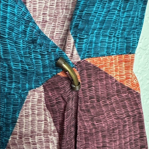 VIX Paula Hermanny Colorblock Patterned Wrap Caftan Cover-up Size Small - Picture 8 of 10